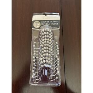 Bath Bliss 12 Pack Shower Curtain Double Hooks in Chrome Chrome 2.95"x2.56"x0.31